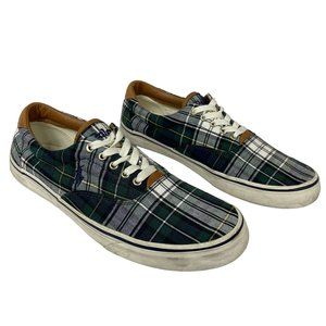 Polo Ralph Lauren Mens Thorton Tartan Low Top Sneakers Size 10.5 Plaid Green